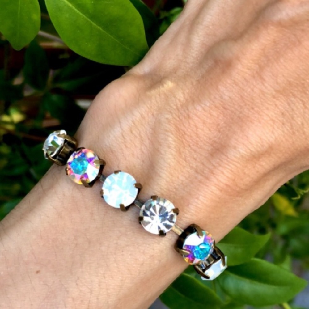 White Opal + Aurora Borealis Crystal Bracelet - Picture 16 of 16